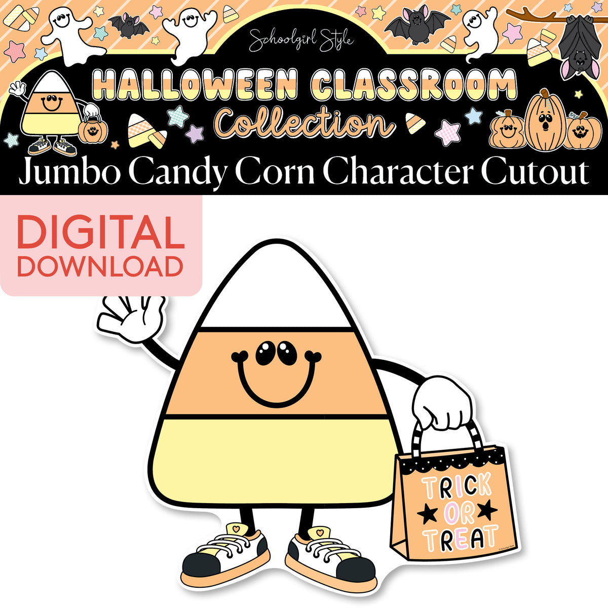 Printable Pastel Halloween Candy Corn Jumbo Cutout