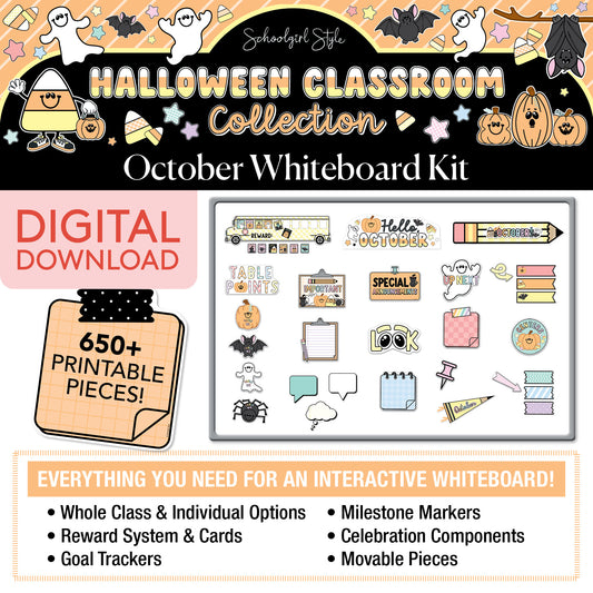 Printable Pastel Halloween October Whiteboard Management System