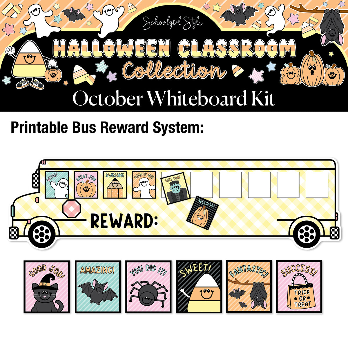 Printable Pastel Halloween October Whiteboard Management System