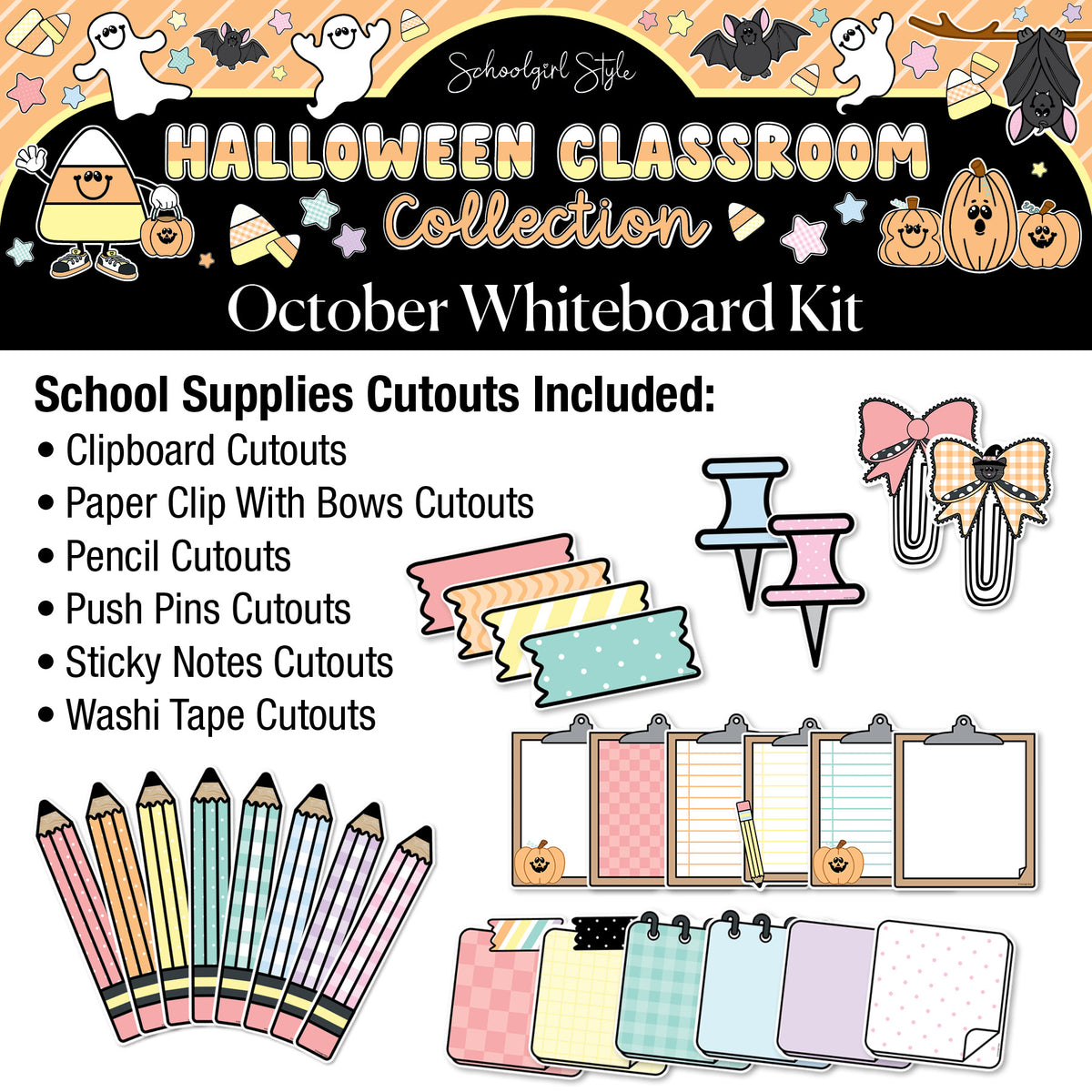Printable Pastel Halloween October Whiteboard Management System