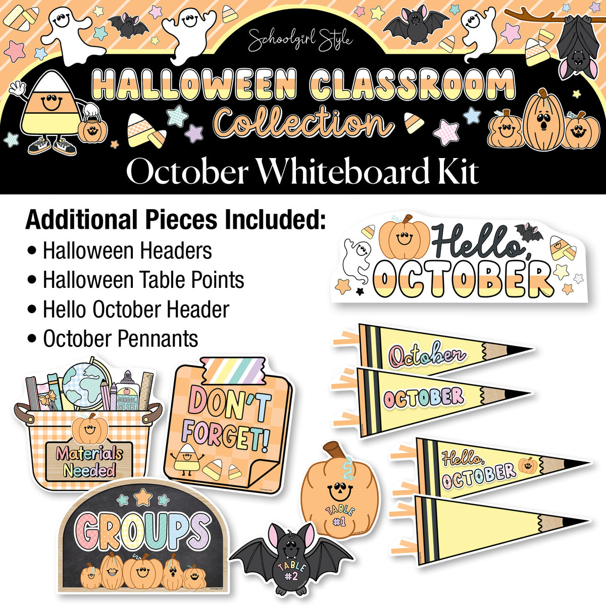 Printable Pastel Halloween October Whiteboard Management System