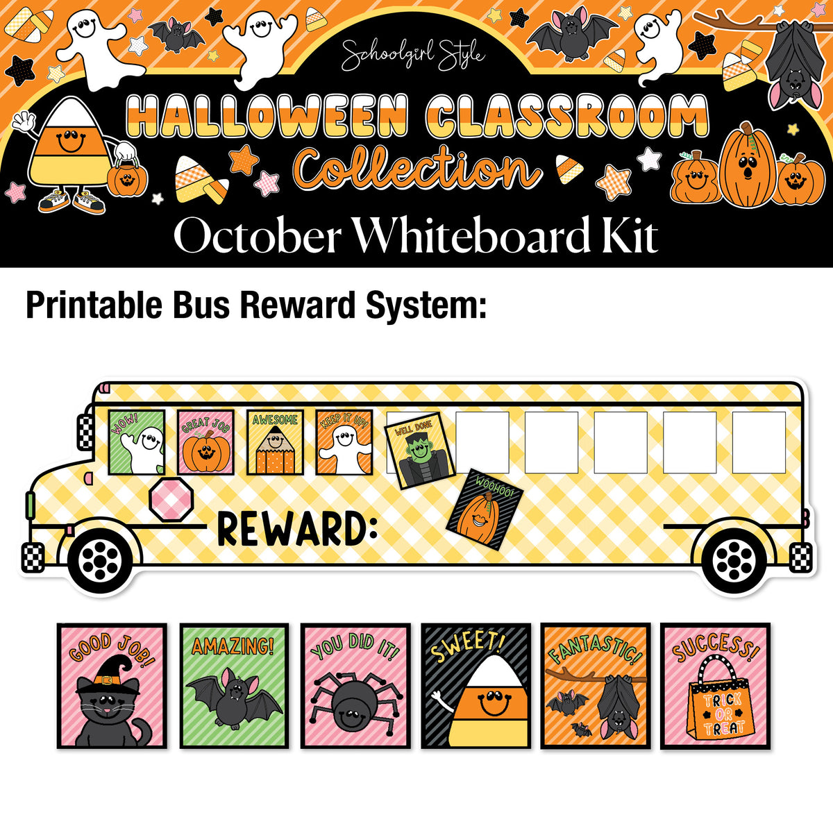 Printable Halloween October Whiteboard Kit | 90s Teacher