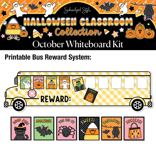 Printable Halloween October Whiteboard Kit | 90s Teacher
