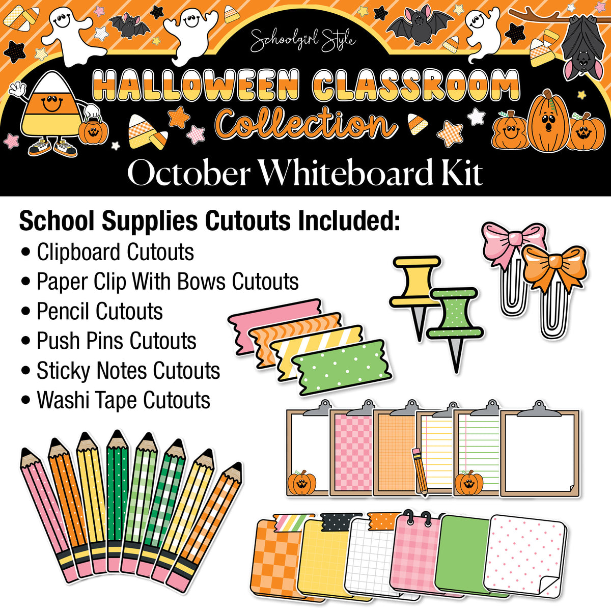 Printable Halloween October Whiteboard Kit | 90s Teacher
