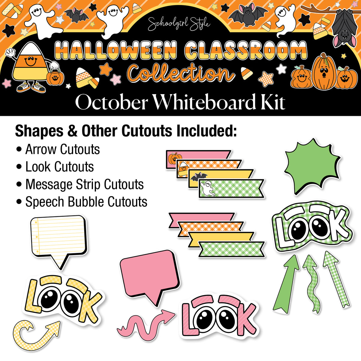 Printable Halloween October Whiteboard Kit | 90s Teacher