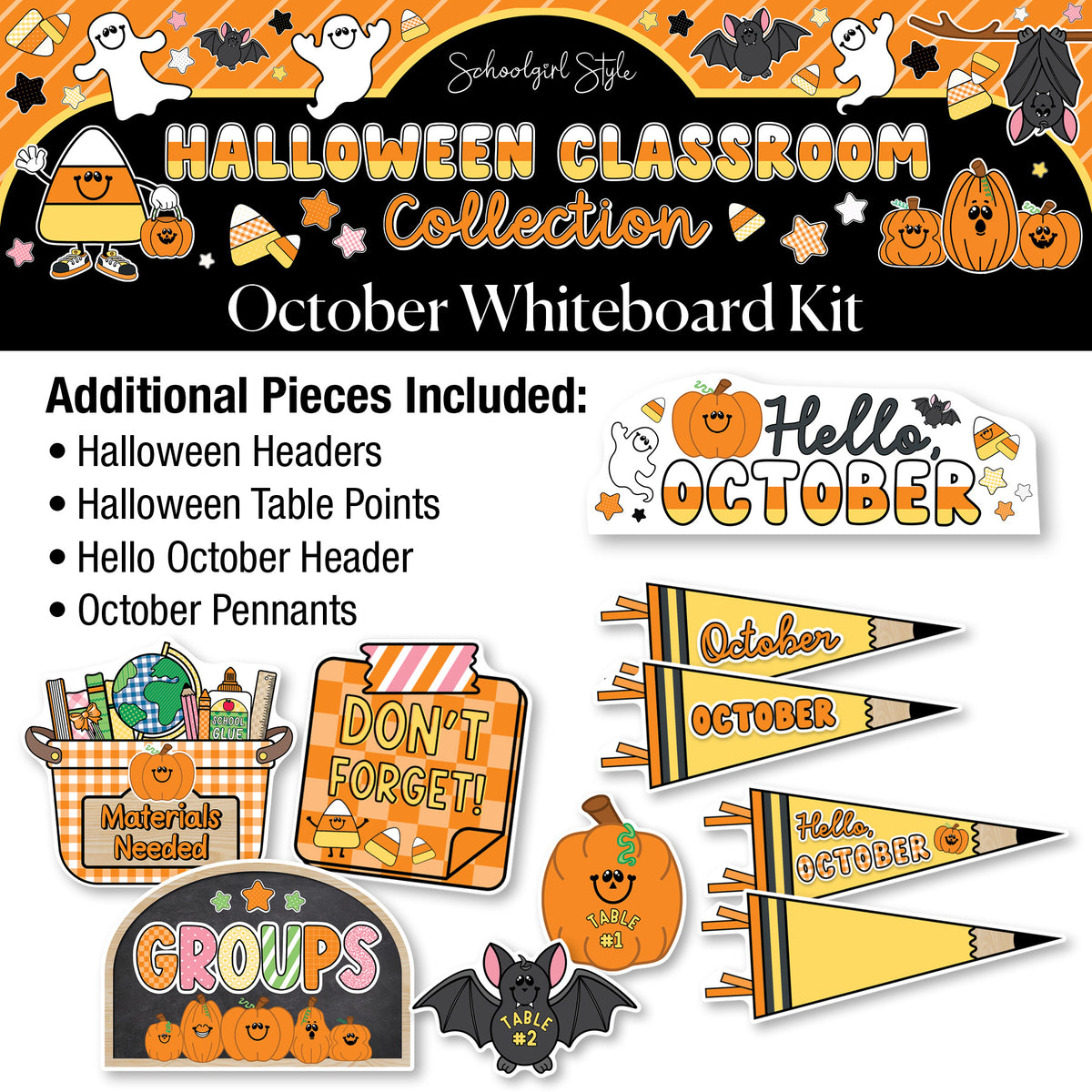 Printable Halloween October Whiteboard Kit | 90s Teacher