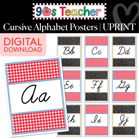 Printable Retro Cursive Alphabet Posters | 90s Teacher