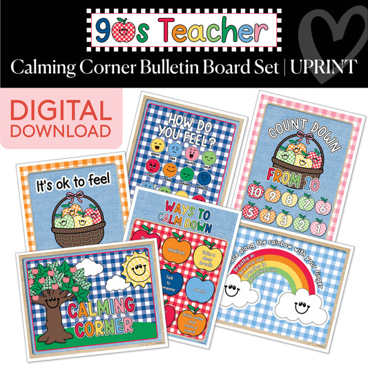 Printable Retro Calming Corner Bulletin Board Set | 90s Teacher