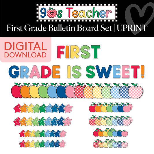 Printable Retro First Grade Is Sweet Bulletin Board Set | 90s Teacher