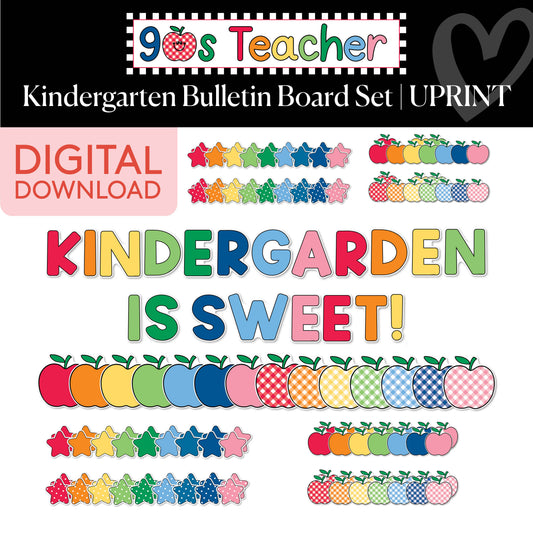 Printable Retro Kindergarten Is Sweet Bulletin Board Set | 90s Teacher