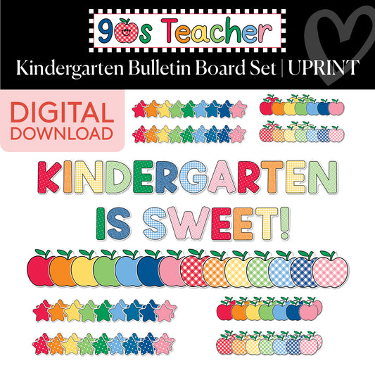Printable Retro Kindergarten Is Sweet Bulletin Board Set | 90s Teacher