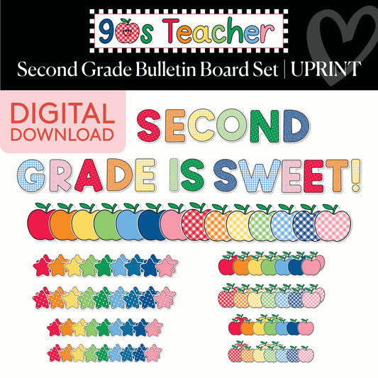 Printable Retro Second Grade Is Sweet Bulletin Board Set | 90s Teacher