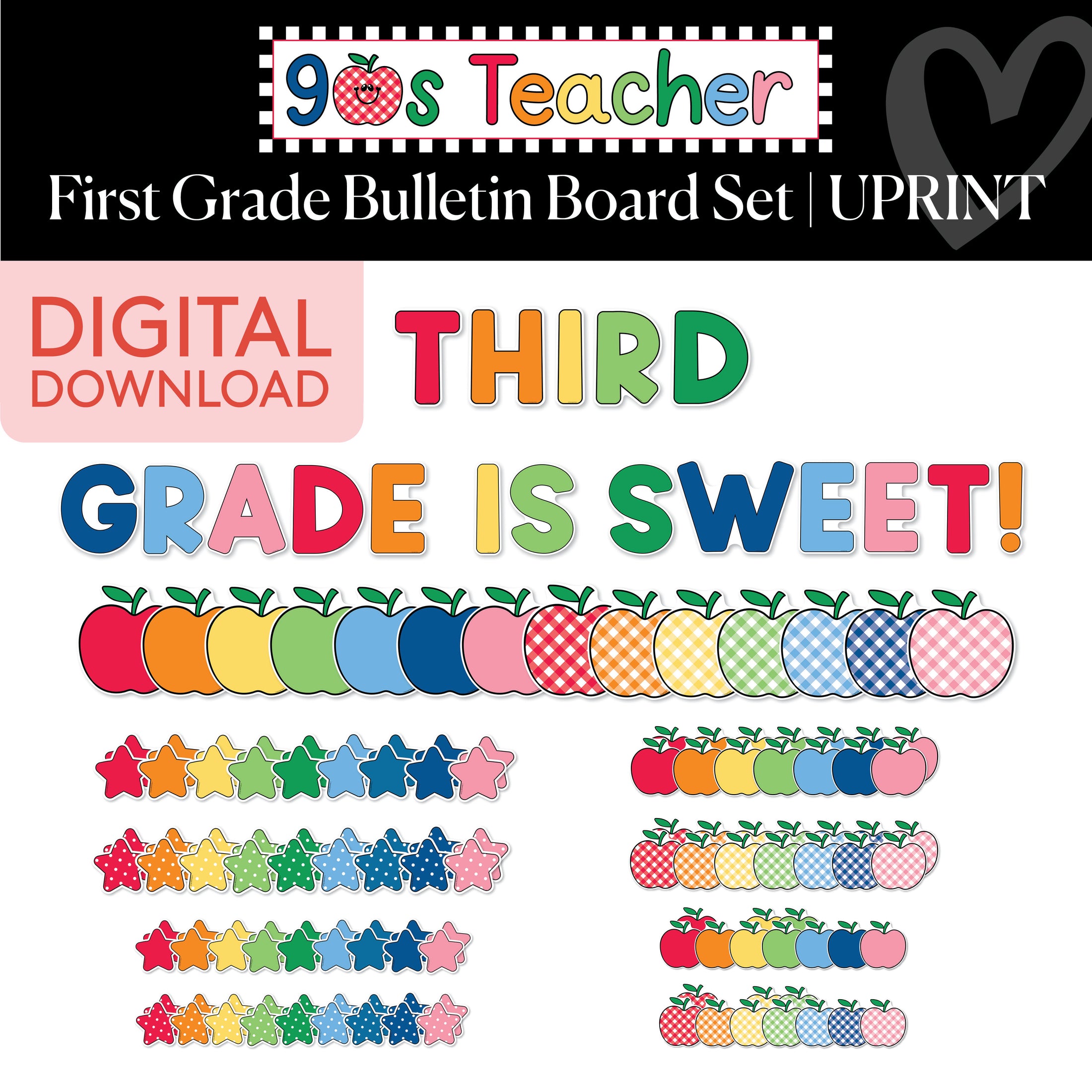 Printable Retro Third Grade Is Sweet Bulletin Board Set | 90s Teacher