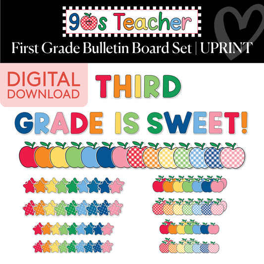 Printable Retro Third Grade Is Sweet Bulletin Board Set | 90s Teacher