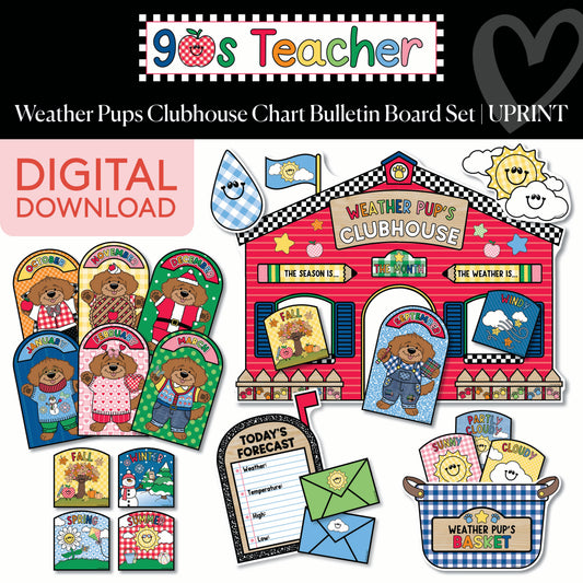 Printable Weather Pups Clubhouse Chart Bulletin Board Set | 90s Teacher