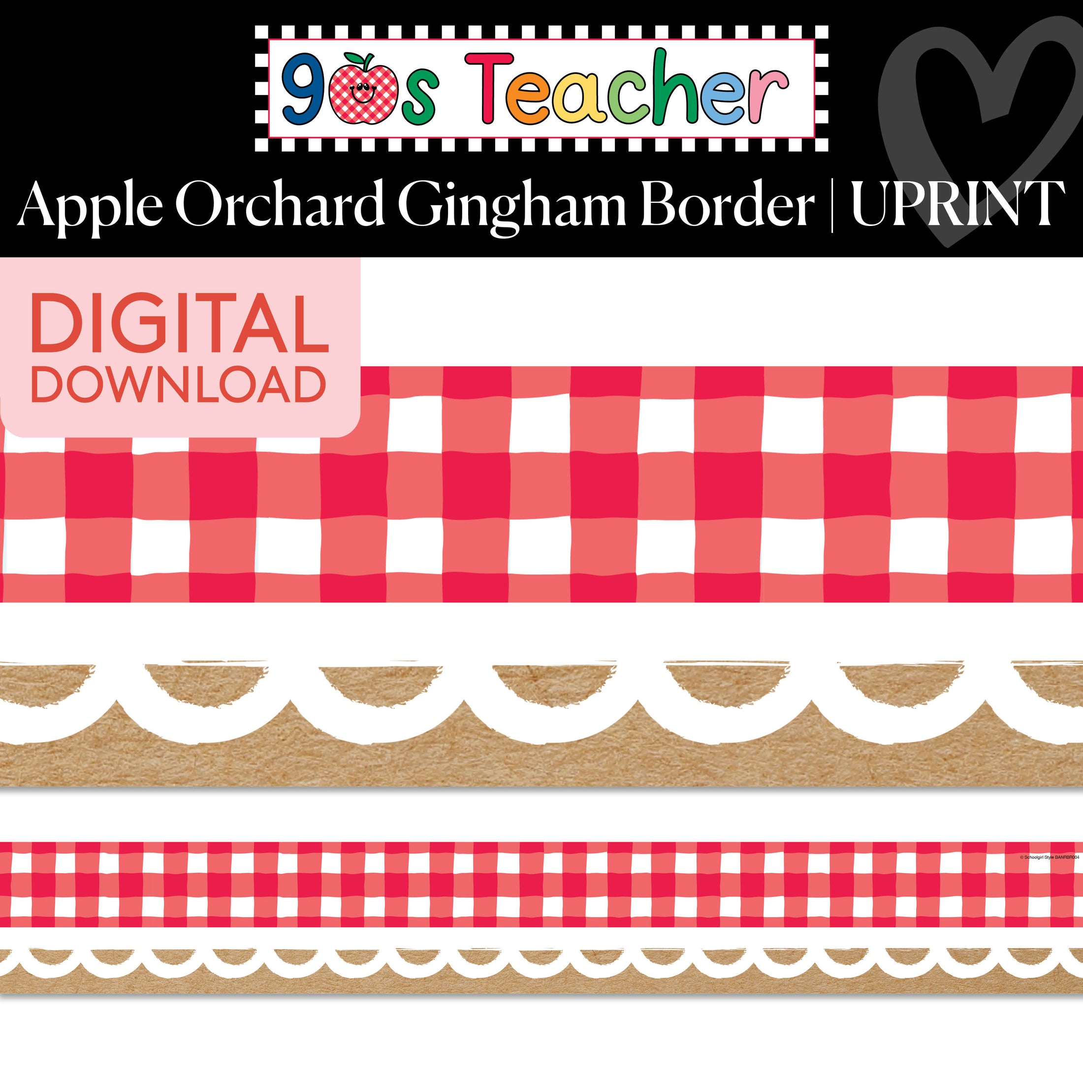 Printable Apple Orchard Gingham Border