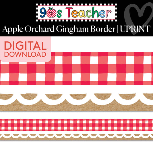 Printable Apple Orchard Gingham Border