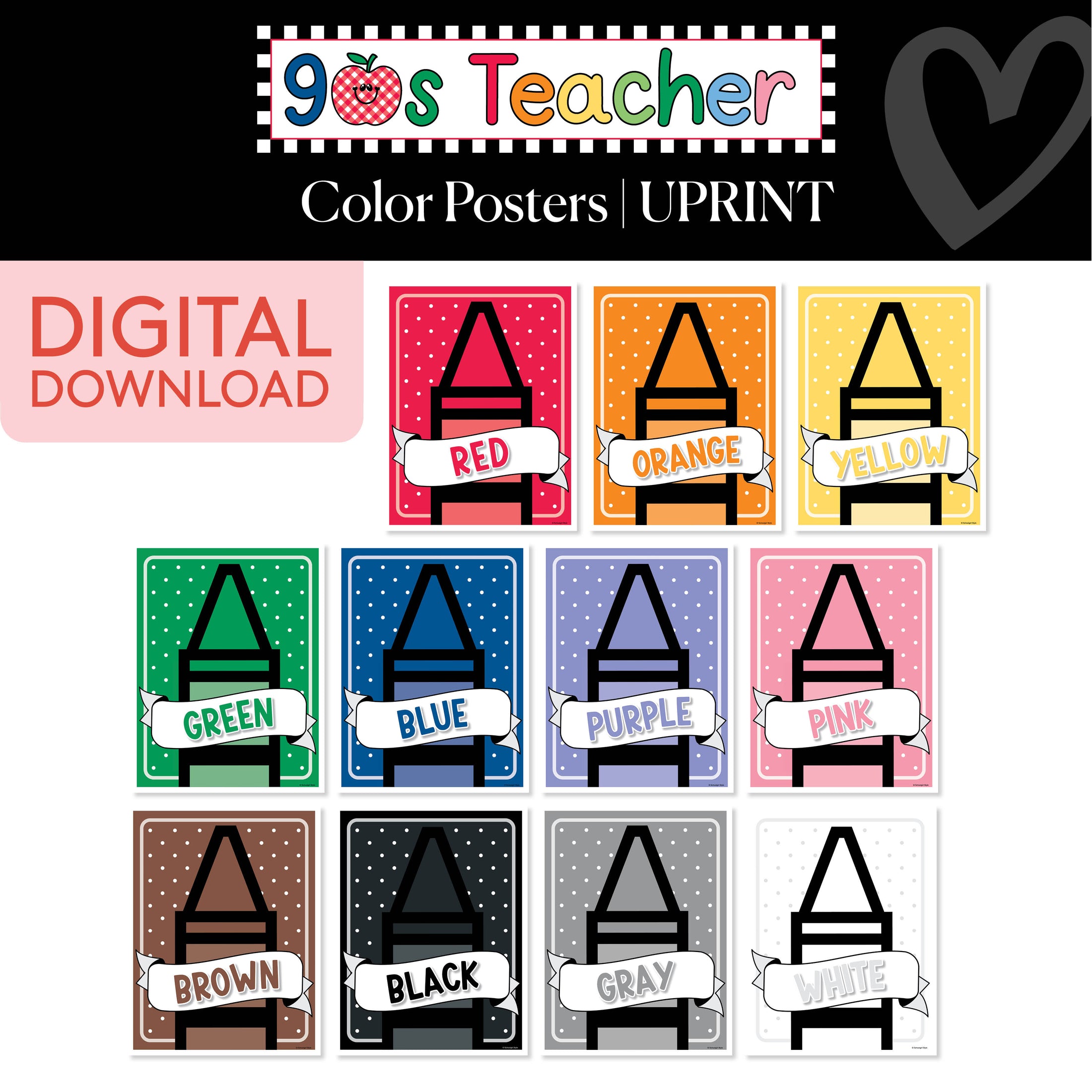 Printable Retro Color Posters | 90s Teacher