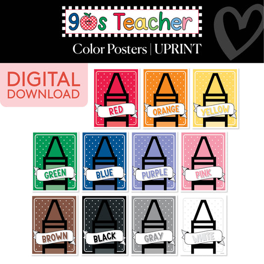 Printable Retro Color Posters | 90s Teacher