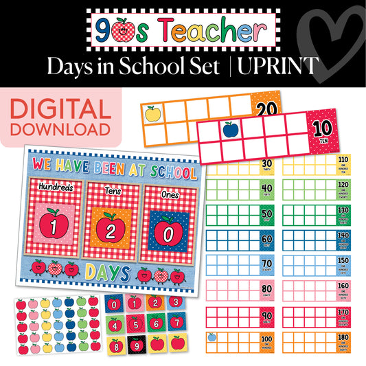 Printable Retro Days in School Set | 90s Teacher