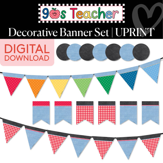Printable Retro Decorative Banner Set | 90s Teacher
