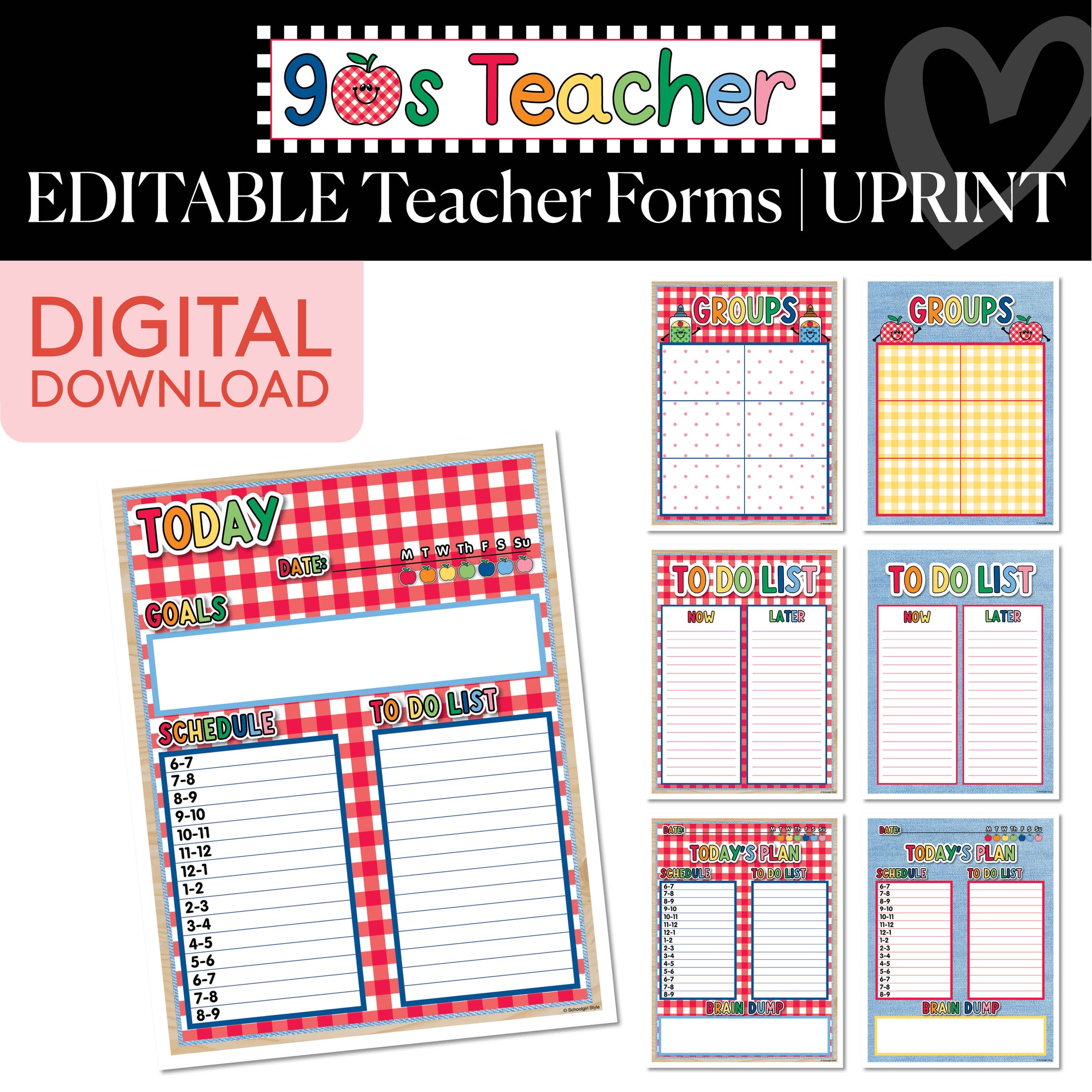 Printable Retro Editable Teacher Forms | 90s Teacher