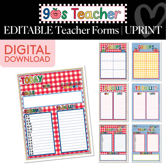 Printable Retro Editable Teacher Forms | 90s Teacher