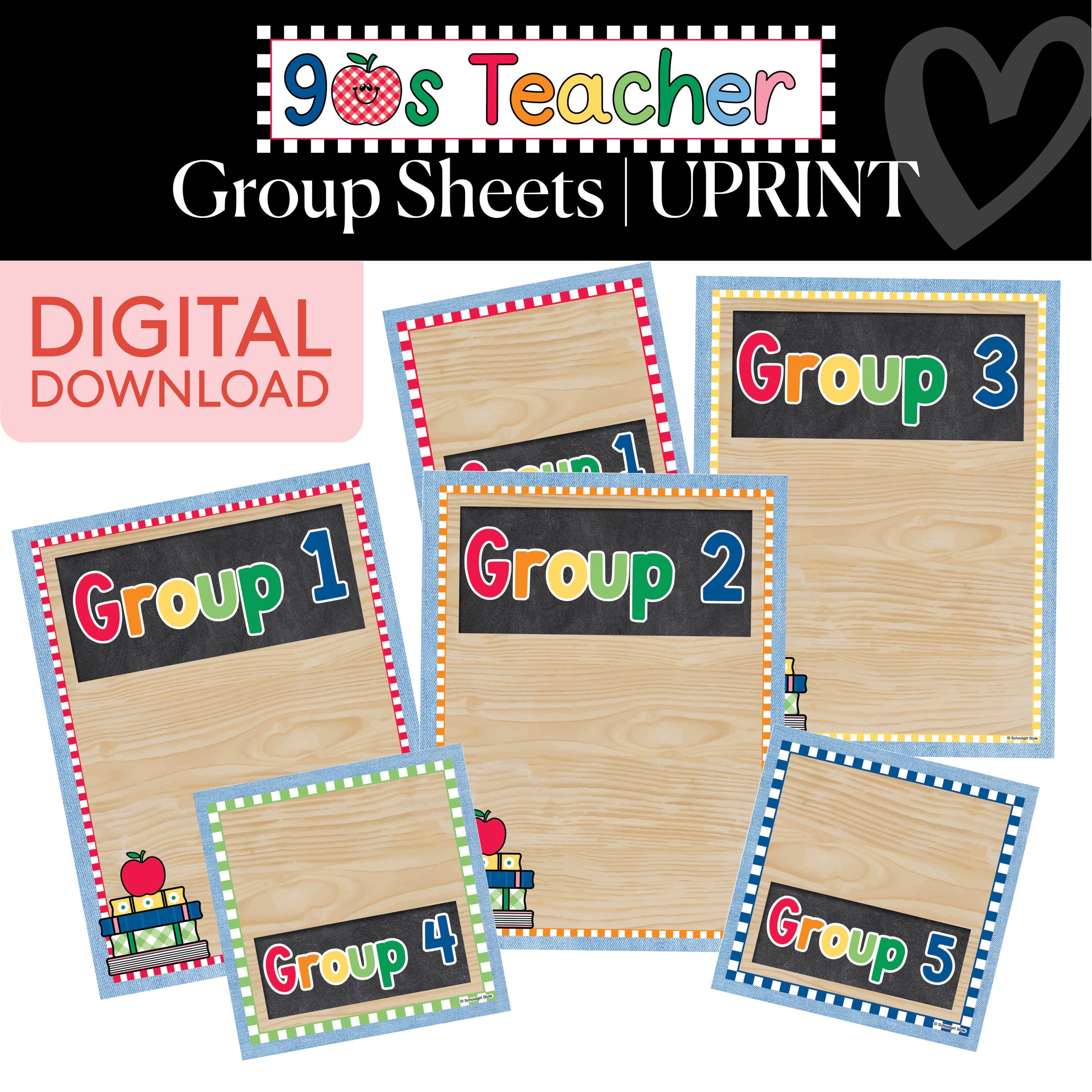 Printable Retro Editable Group Organizer Set | 90s Teacher