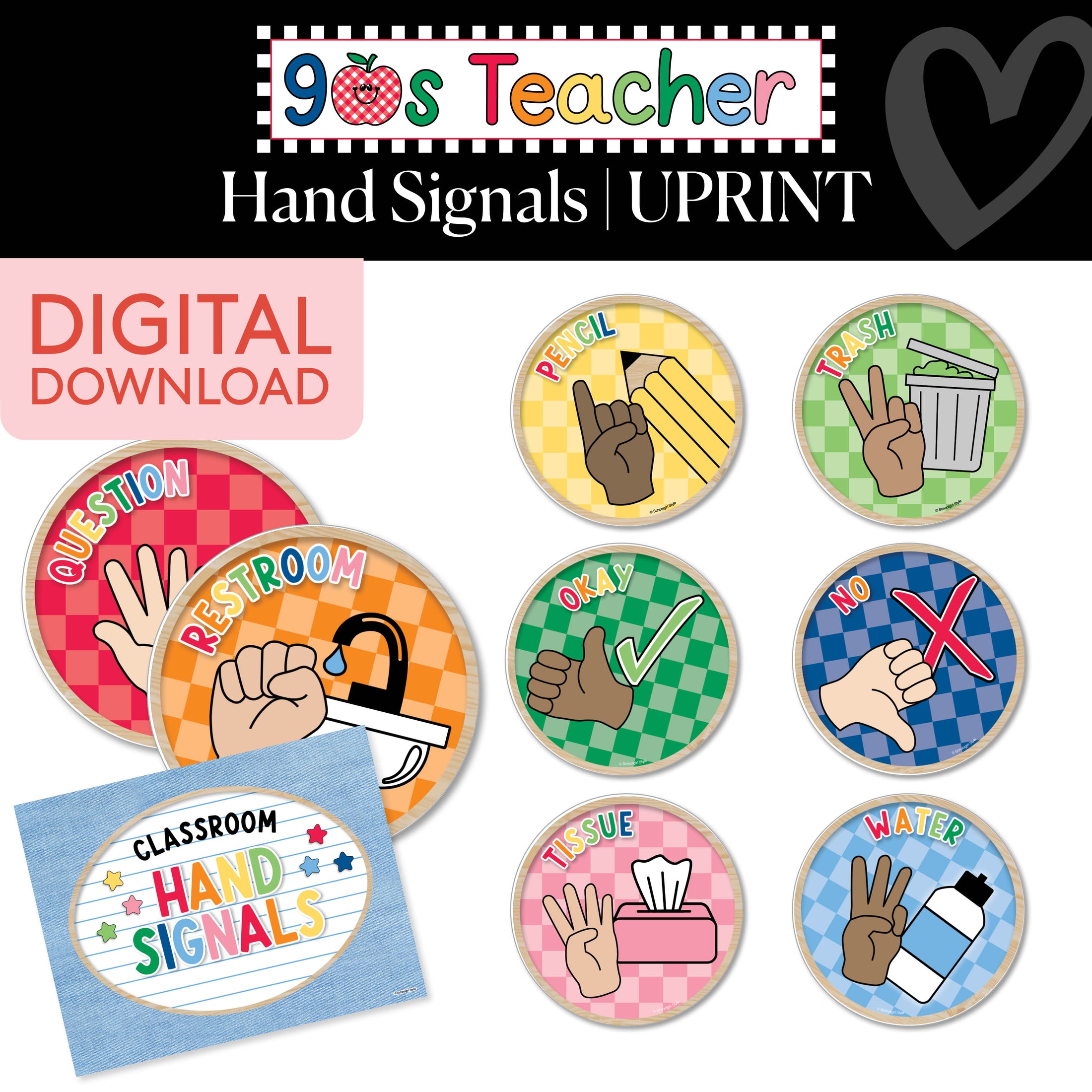 Printable Retro Hand Signals | 90s Teacher