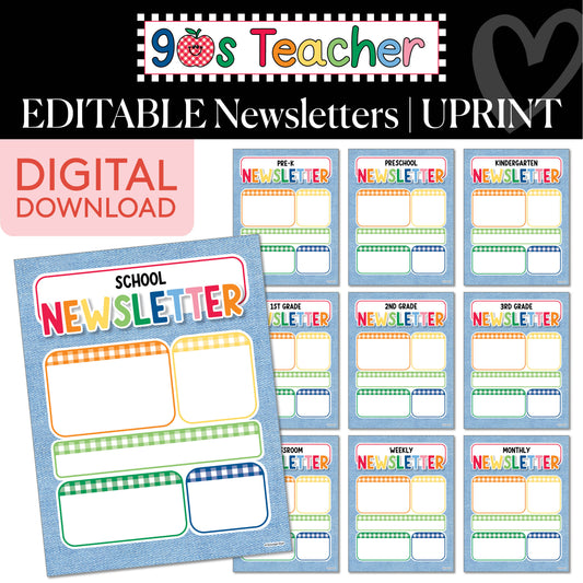 Printable Retro Editable Newsletters | 90s Teacher