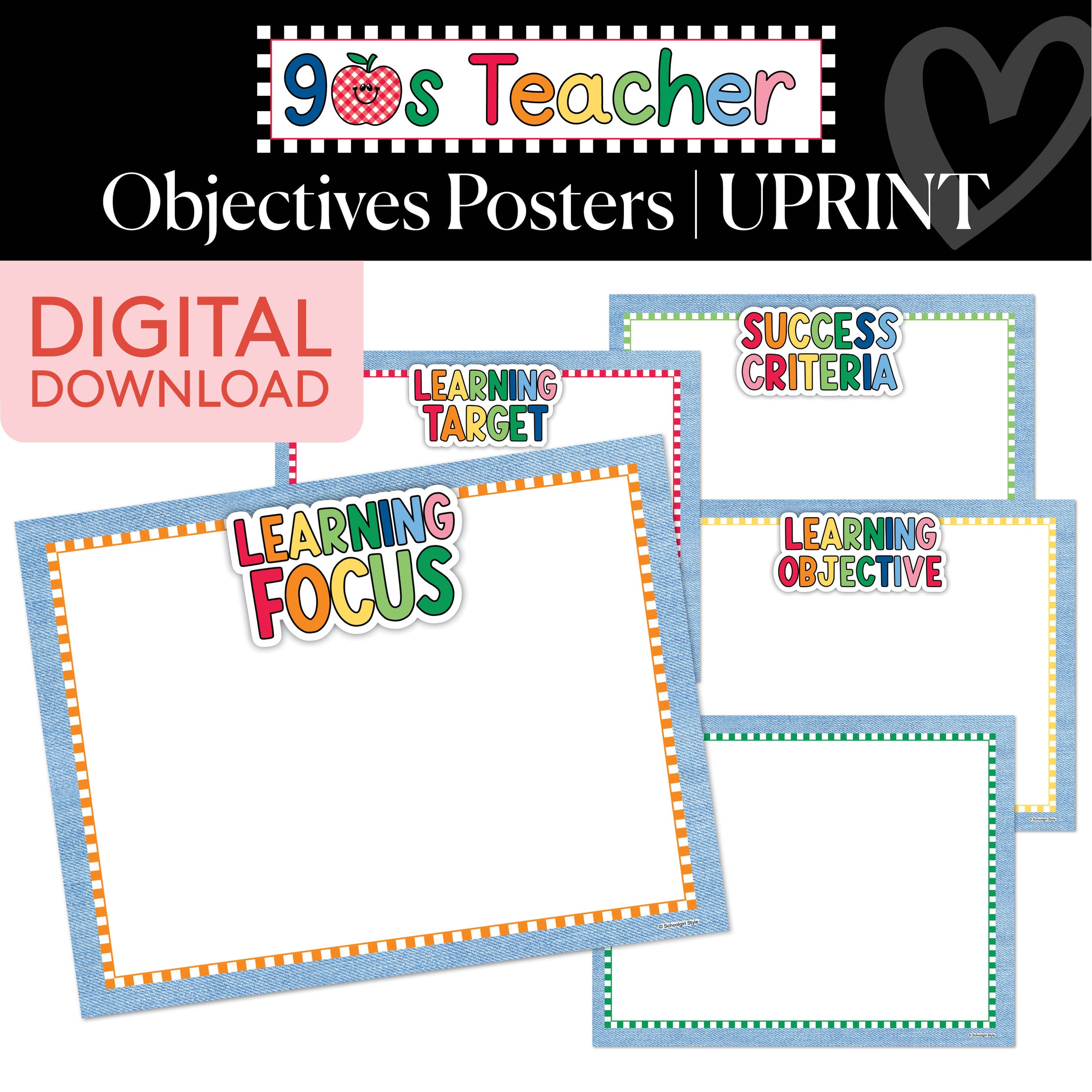 Printable Retro Editable Objectives Posters | 90s Teacher