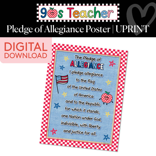 Printable Retro Pledge of Allegiance Poster | 90s Teacher