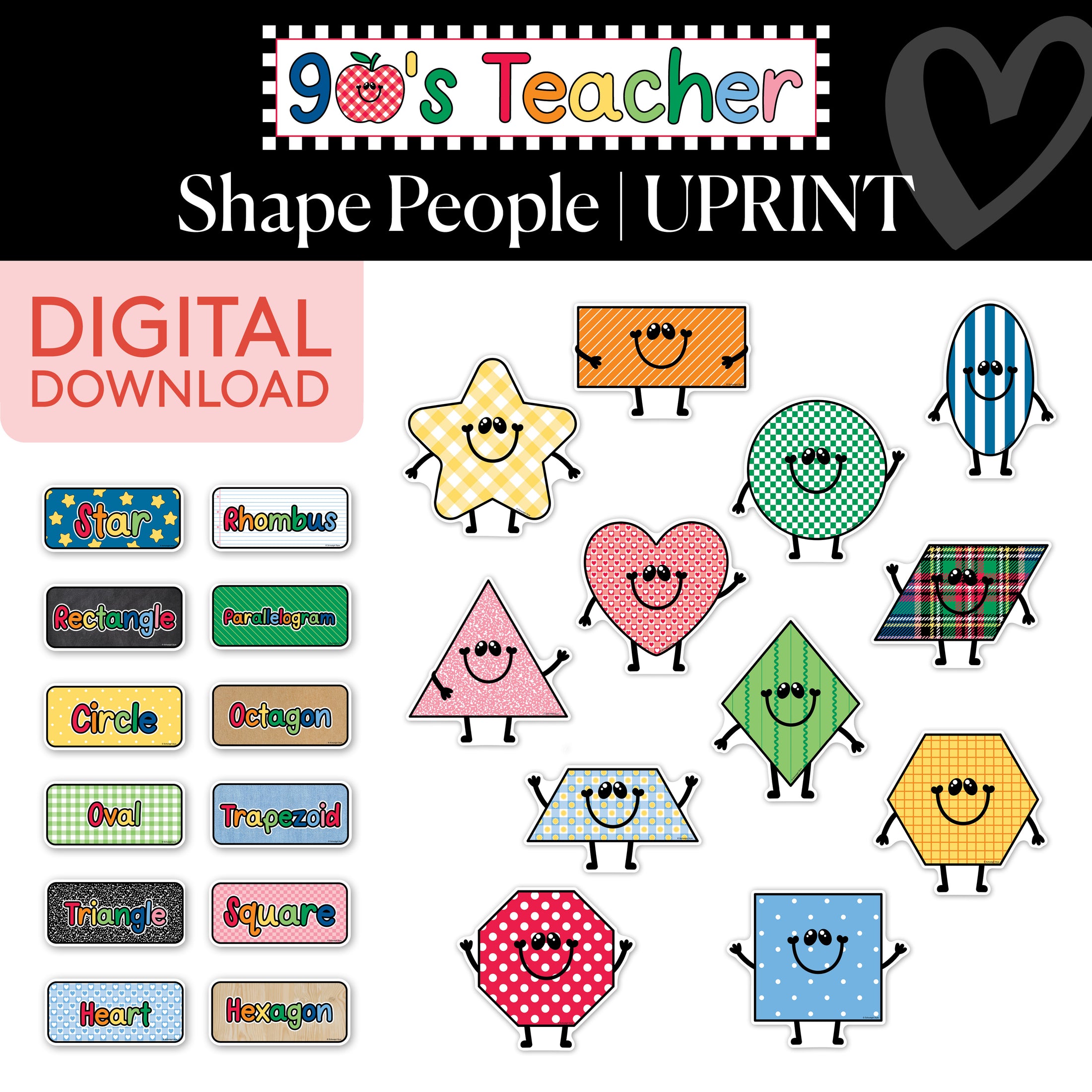 Printable Retro Shape People | 90s Teacher