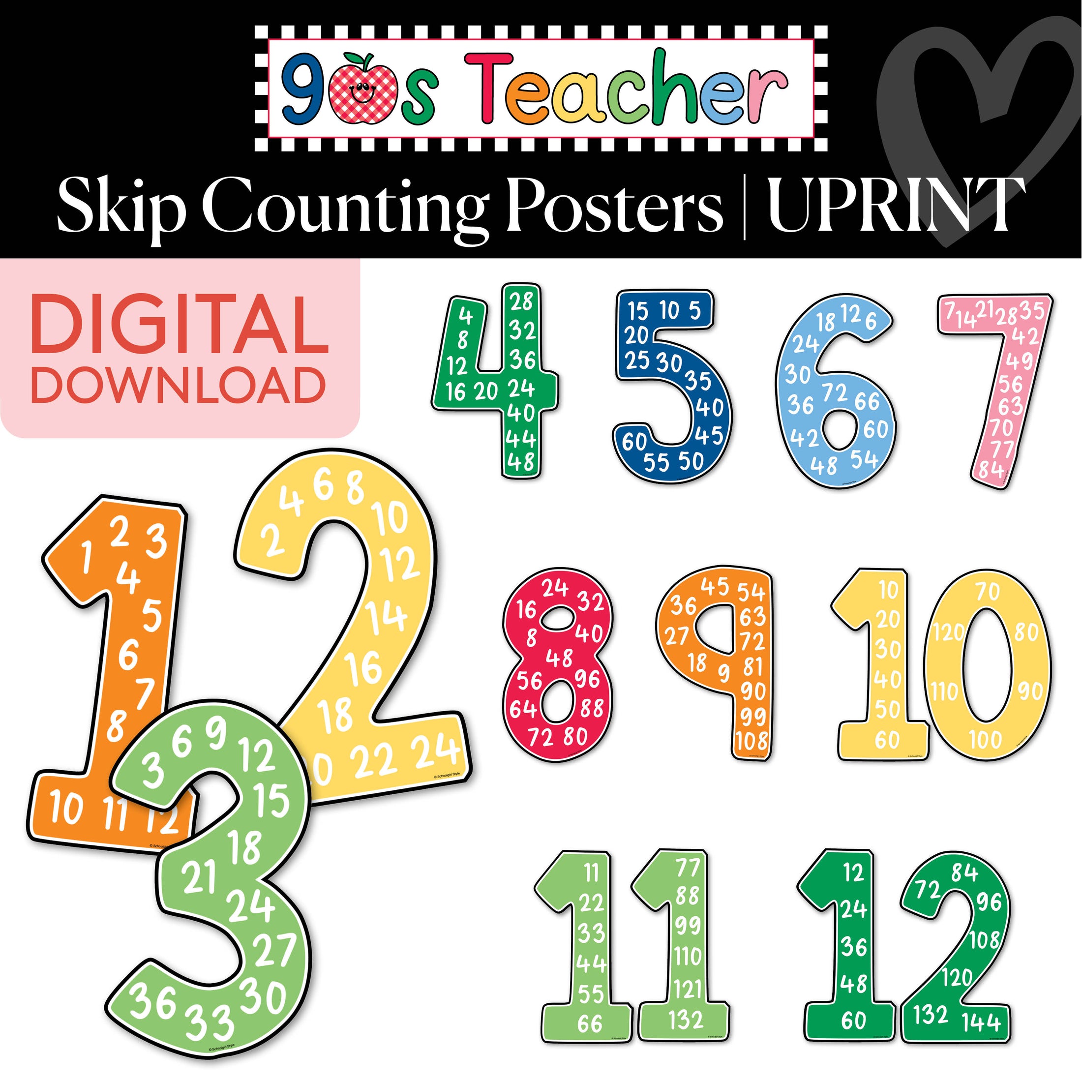 Printable Retro Skip Counting Posters | 90s Teacher