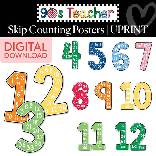 Printable Retro Skip Counting Posters | 90s Teacher