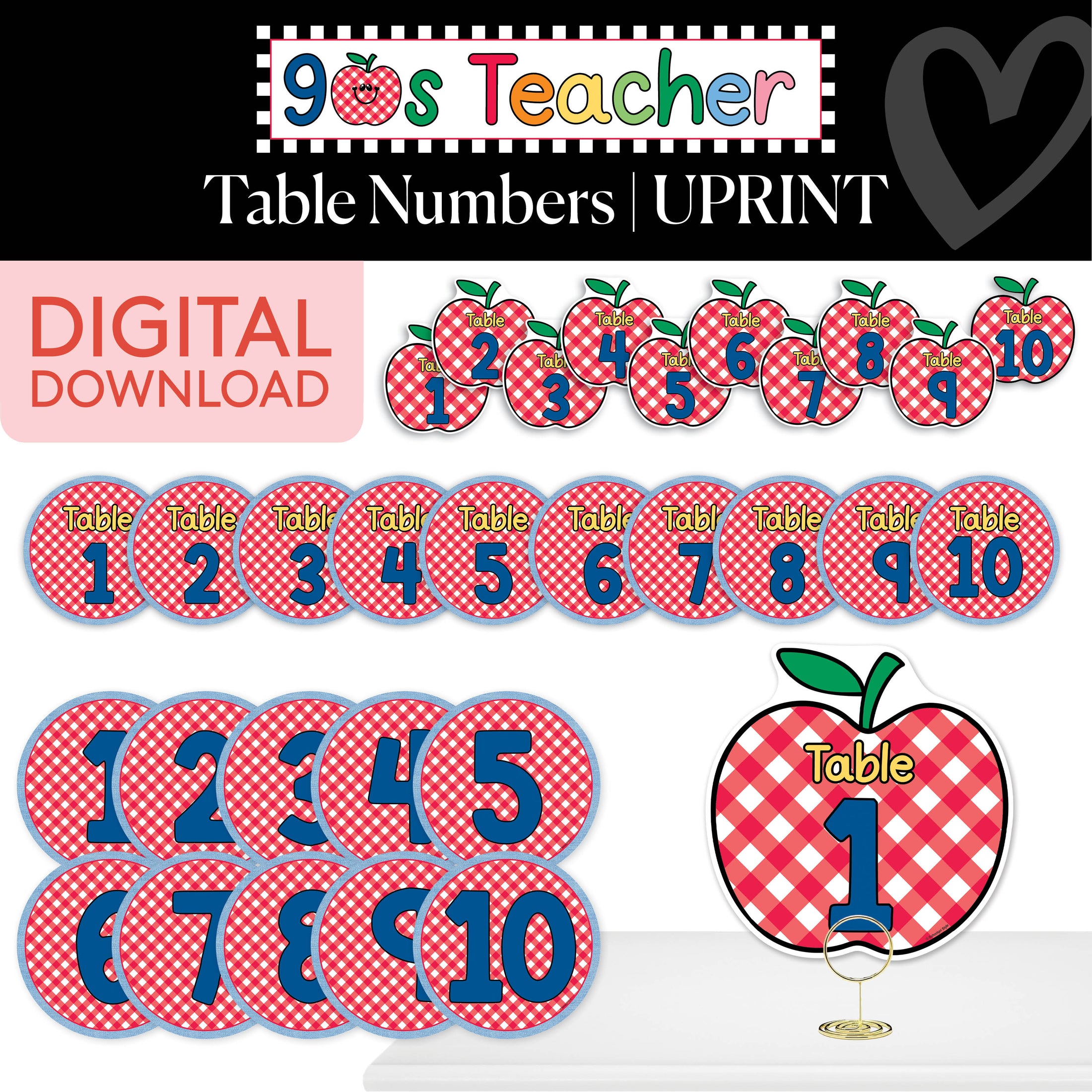 Printable Retro Table Numbers | 90s Teacher