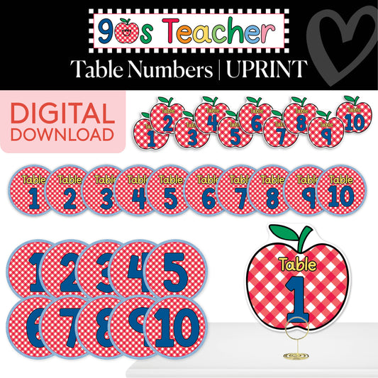 Printable Retro Table Numbers | 90s Teacher