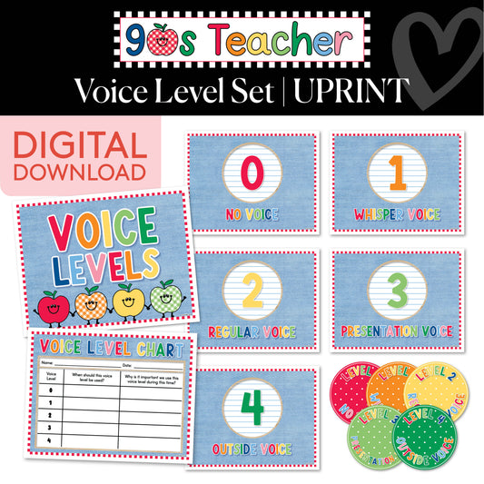 Printable Retro Voice Level Set | 90s Teacher