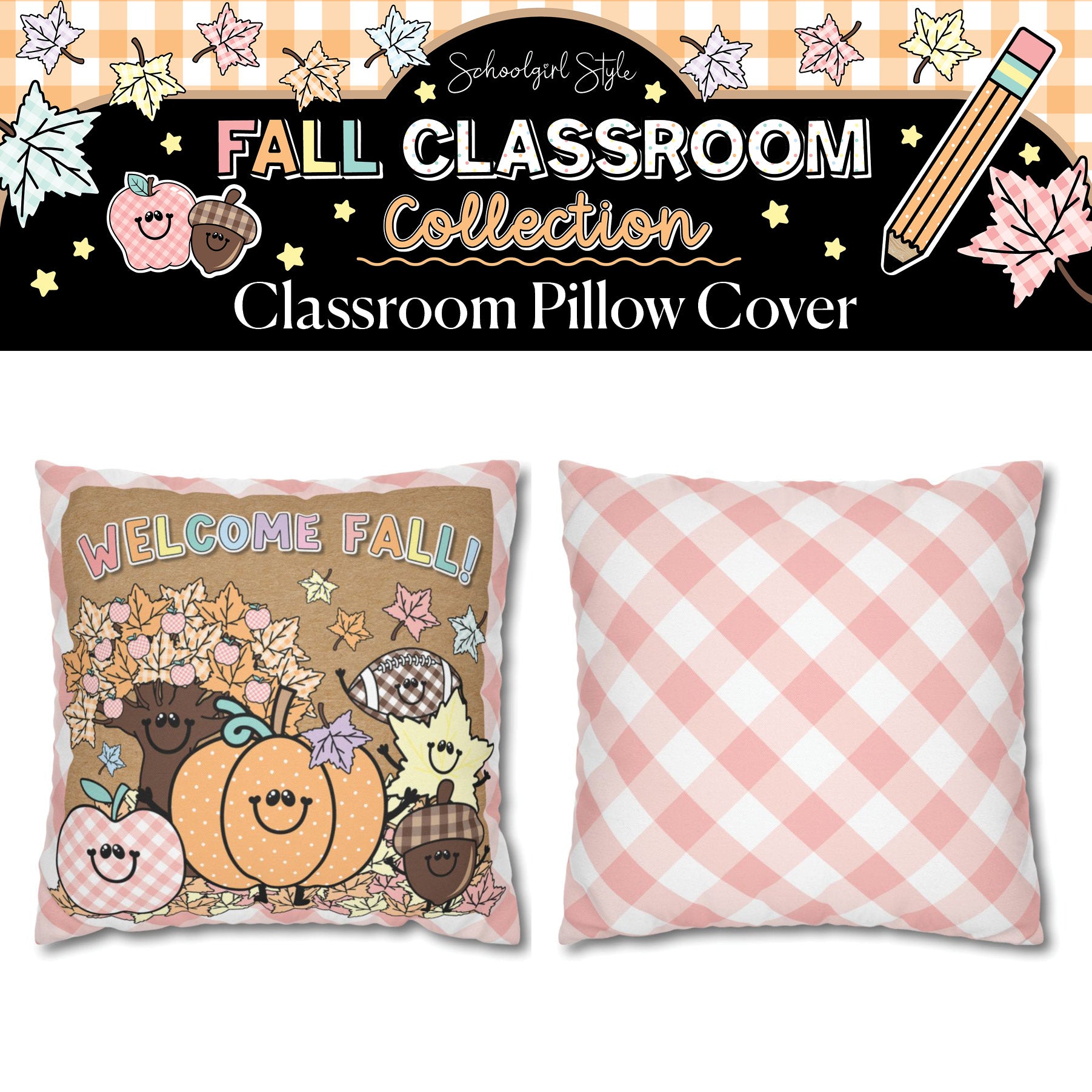 Welcome Fall Pastel Harvest Classroom Pillow Cover | A Year In Pastel