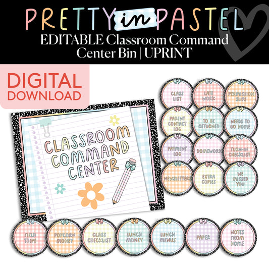 Printable Pastel Command Center Classroom Bin | Pretty In Pastel