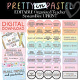 Load image into Gallery viewer, Printable Pastel Editable Organized Teacher System Bin | Pretty in Pastel
