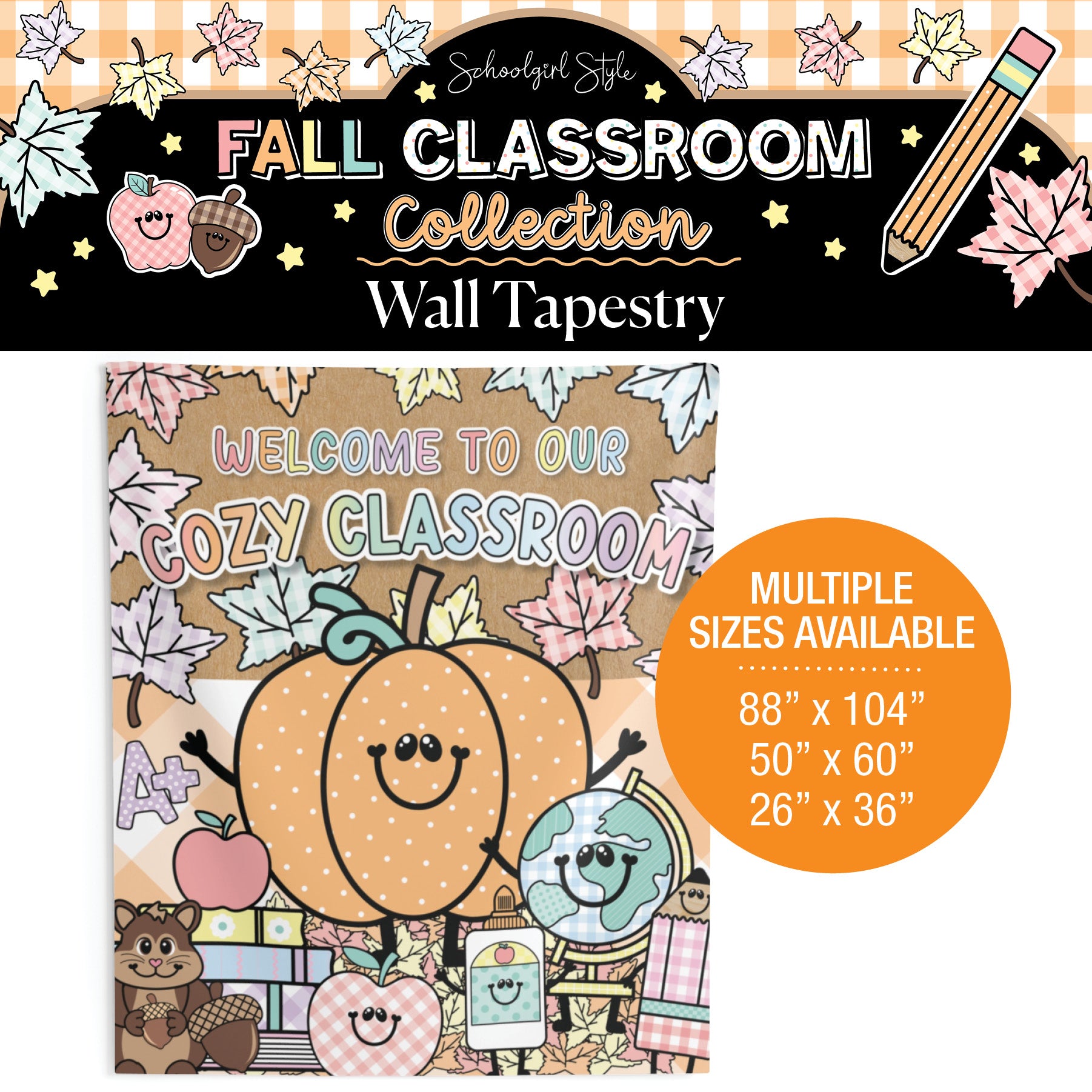Welcome To Our Cozy Classroom Fall Pastel Seasonal Wall Tapestry | A Year In Pastel