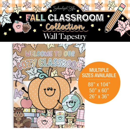 Welcome To Our Cozy Classroom Fall Pastel Seasonal Wall Tapestry | A Year In Pastel