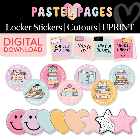 Printable Boho Pastel Locker Stickers Bulletin Board Cutouts | Pastel Pages