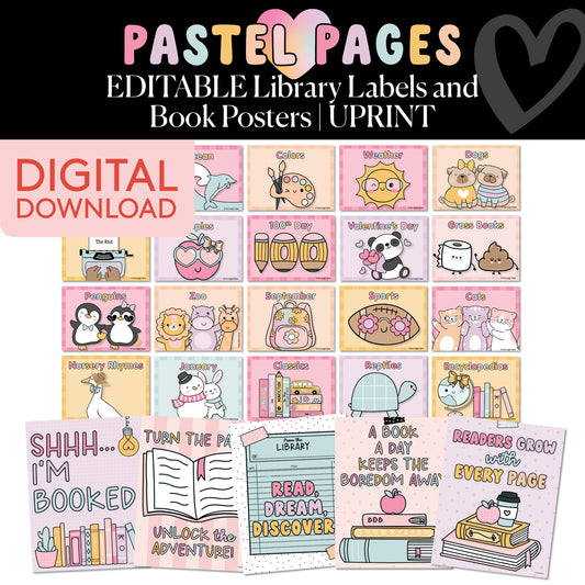 Printable Boho Pastel Classroom Library Labels – Book Bin Labels with Visuals (180-Label Set) | Pastel Pages