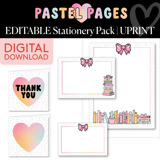 Printable Boho Pastel Editable Stationery Pack | Pastel Pages