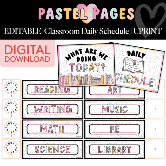 Printable Boho Pastel Editable Classroom Daily Schedule | Pastel Pages