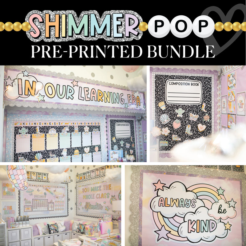 Shimmer Pop | Pre-Printed Classroom Decor Bundle | Decor To Your Door | Schoolgirl Style