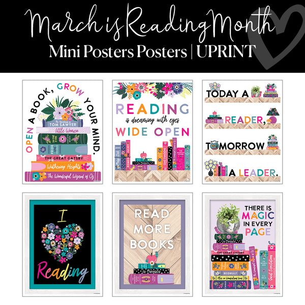 Reading Mini Posters Set | Reading Month Classroom Decor | UPRINT | Sc ...