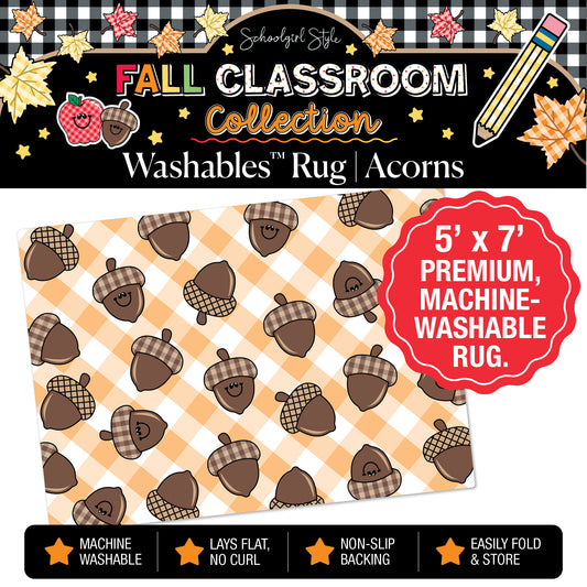 Pastel Gingham Acorns Classroom Mat by Schoolgirl Style